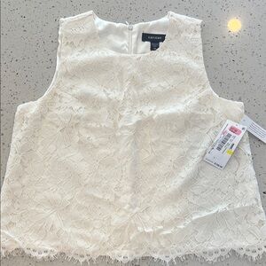 Karen Kane Ivory Floral Lace Top